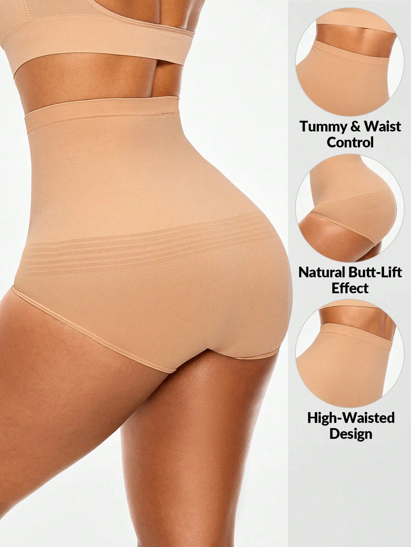 High-Waisted Seamless Shapewear Shorts - Tummy & Waist Control, Butt Lifter
