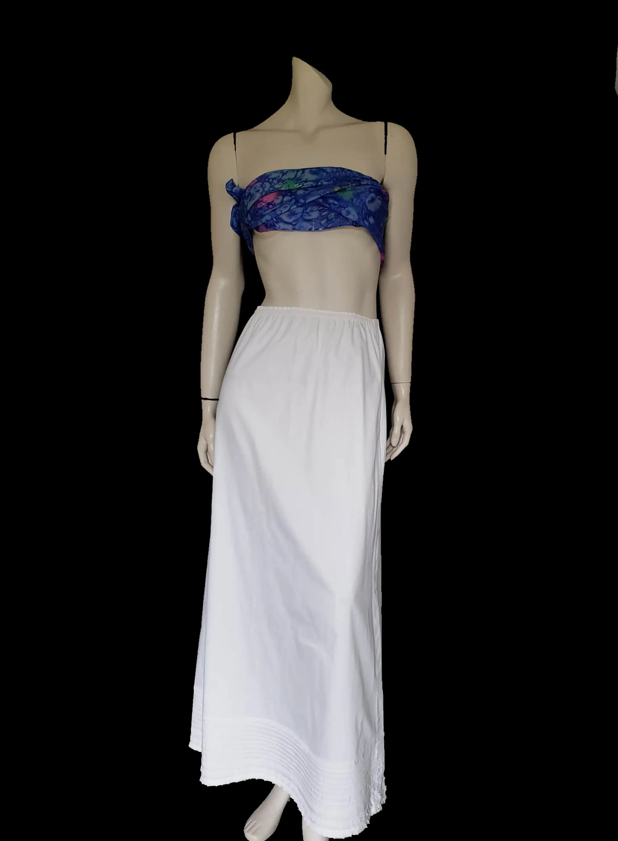 Long Half Petticoat with Pin Tucked Lace Trimmed Hem - S