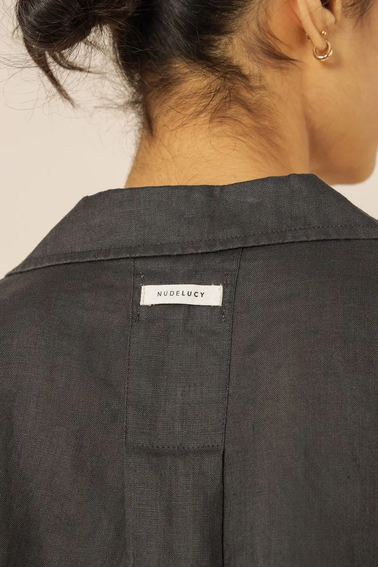 NUDE LINEN LOUNGE SHIRT | COAL