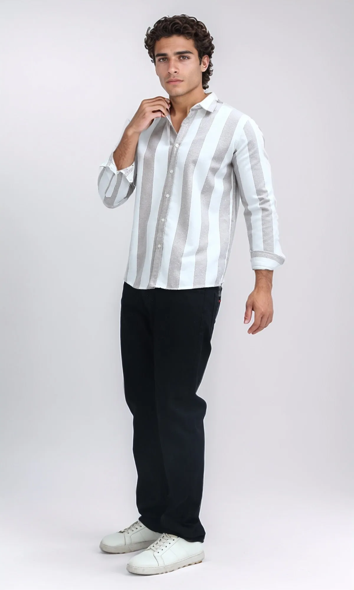 O200508 - Buttoned Down Brown Striped Shirt
