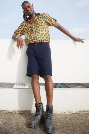 Short Sleeve Button Up - Green & Gold