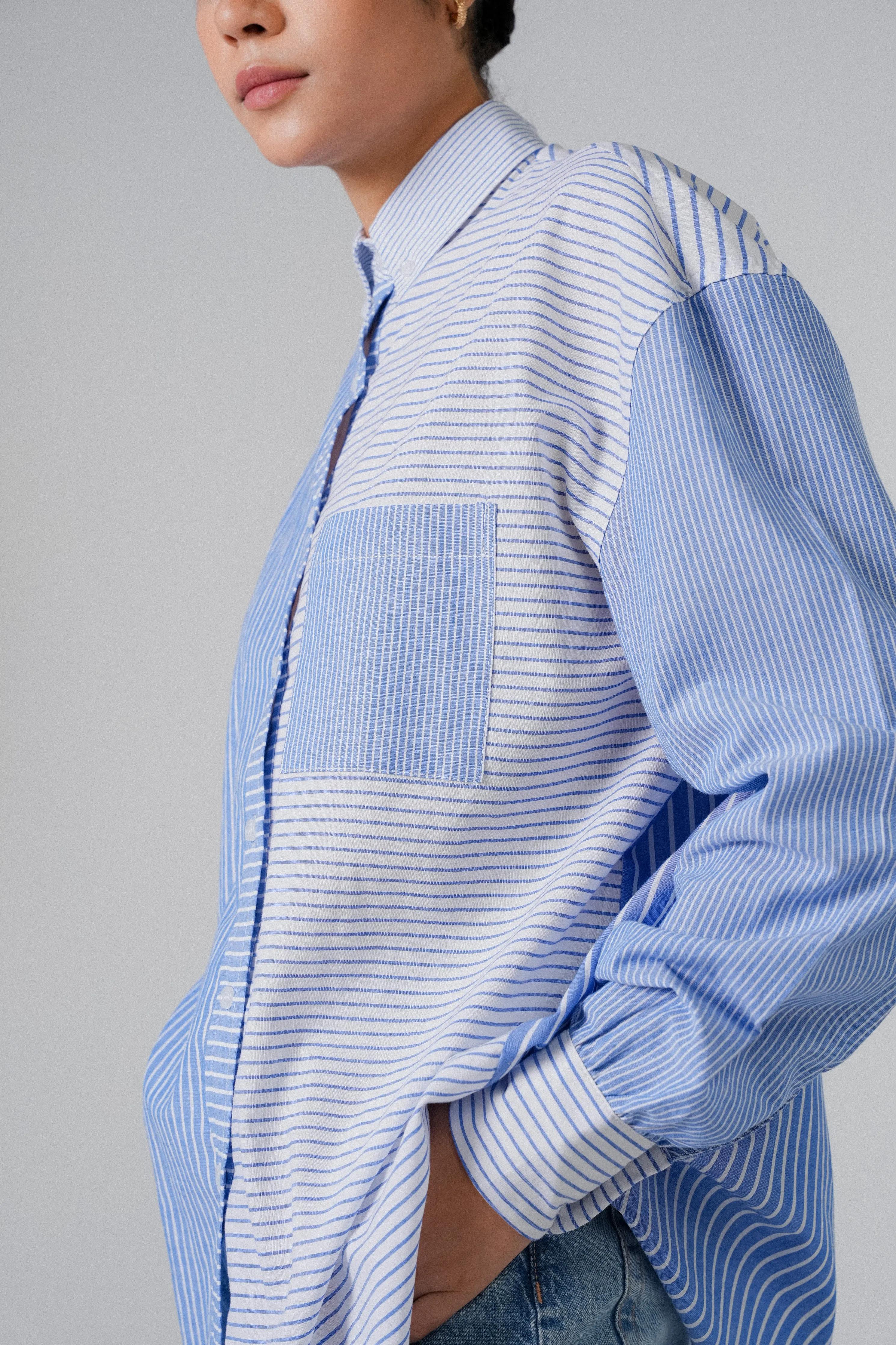 The Striped Mom Shirt in Santorini
