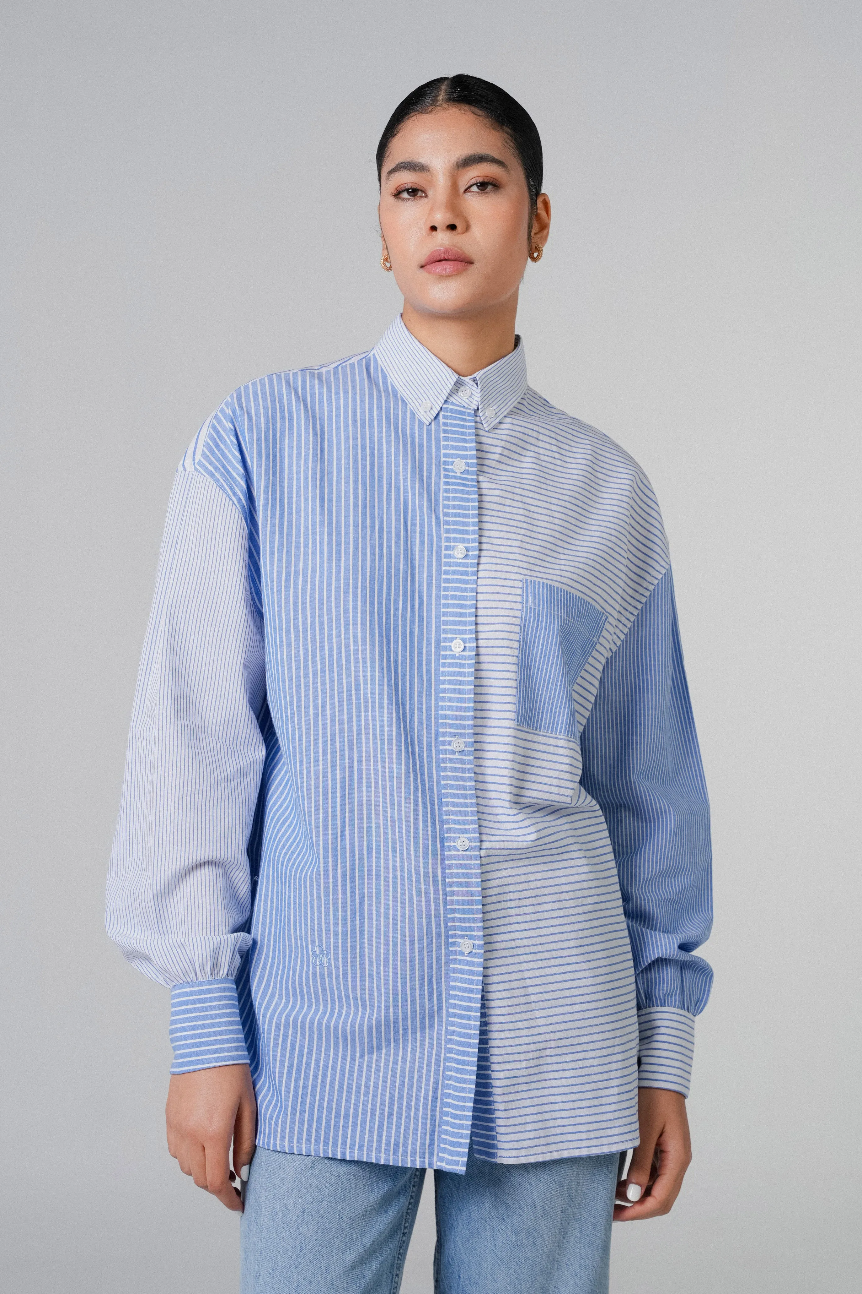 The Striped Mom Shirt in Santorini