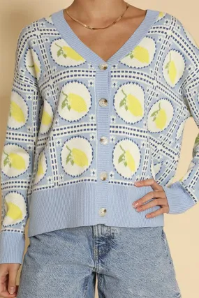 Tiled lemon knit cardigan