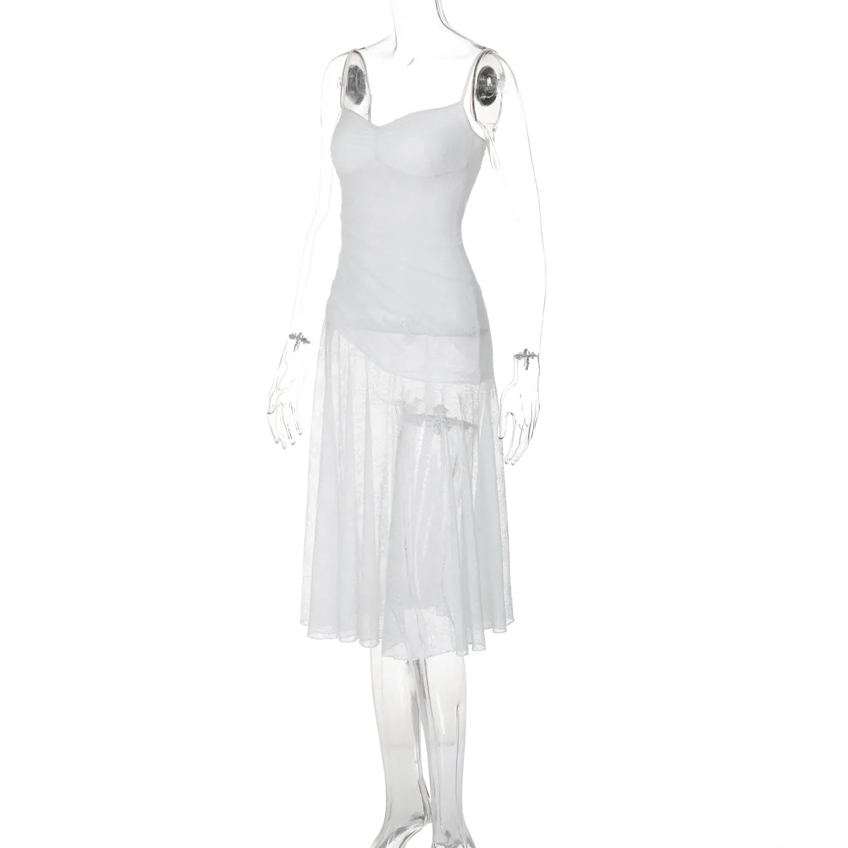 YESMYTOOL  -  Aisling See-Through Lace Midi Dress