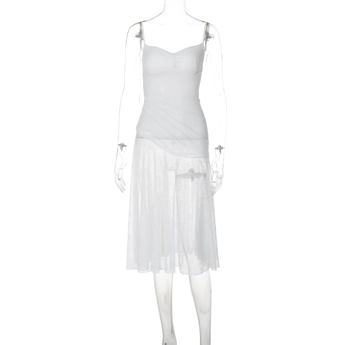 YESMYTOOL  -  Aisling See-Through Lace Midi Dress