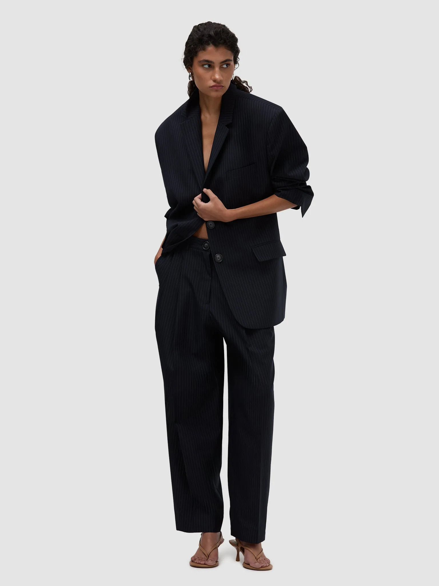Zainab Trousers - Black/White Pinstripe