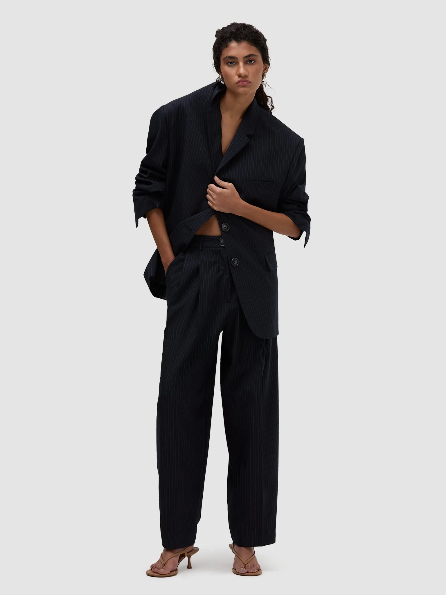 Zainab Trousers - Black/White Pinstripe